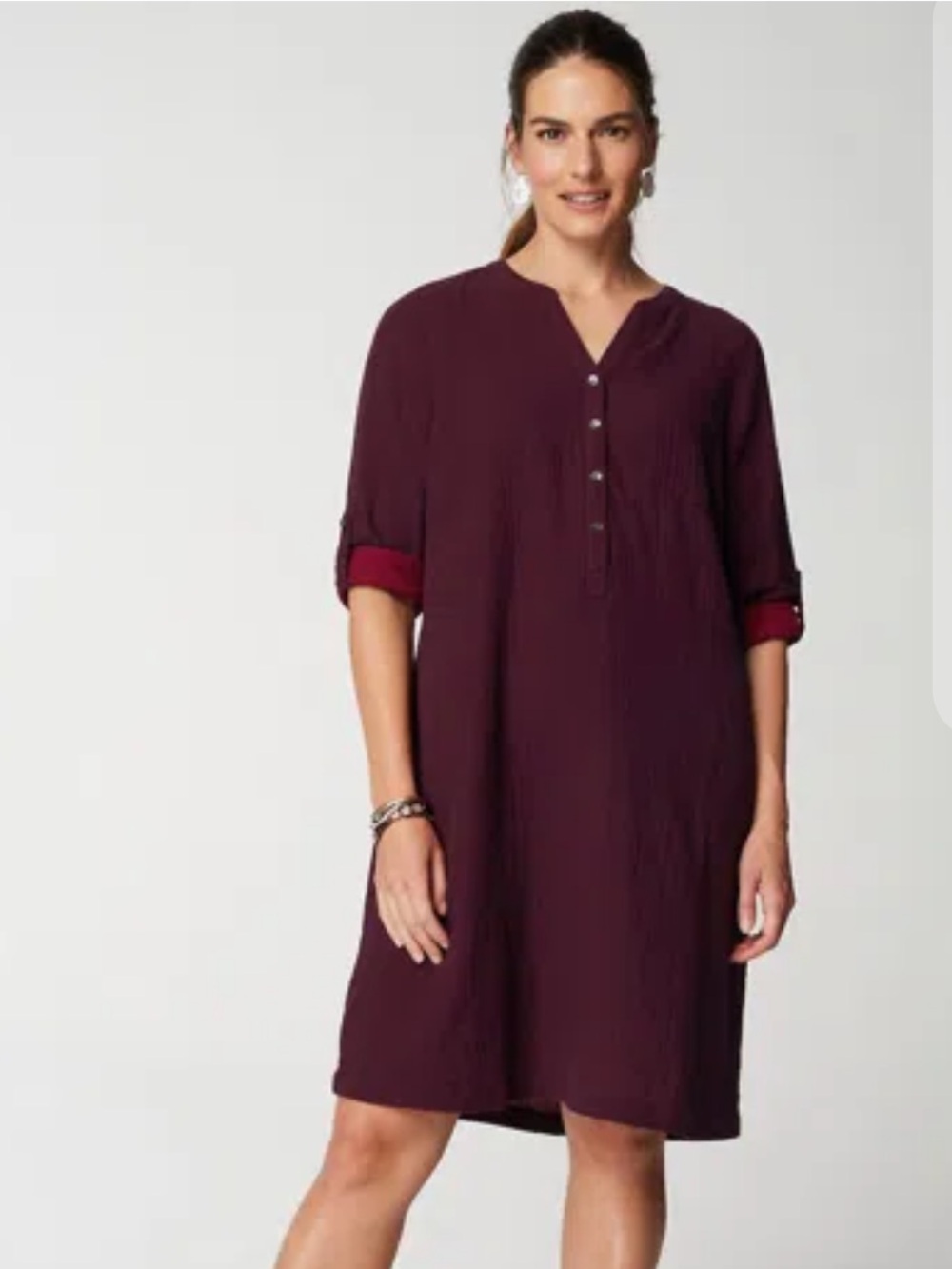J.jill Pure Jill Color-block Double-cloth organic cotton Dress Sz L